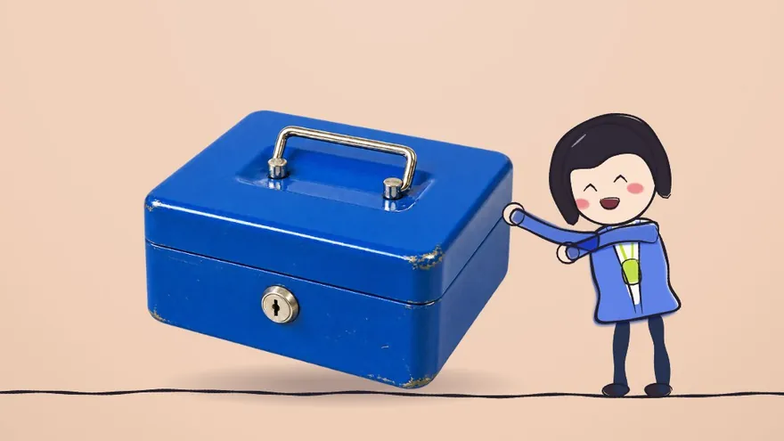 Hình vẽ tay: chị Hạnh bên két tiền